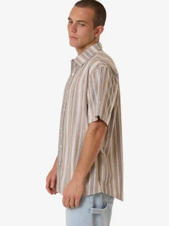 Clearance Thrills Unlocked Stripe Short Sleeve Shirt - Breen