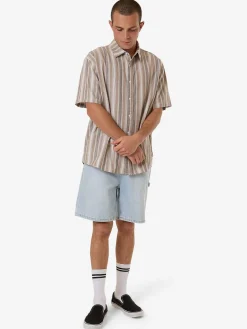 Clearance Thrills Unlocked Stripe Short Sleeve Shirt - Breen