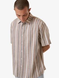 Clearance Thrills Unlocked Stripe Short Sleeve Shirt - Breen