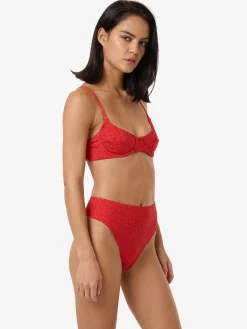 Outlet Thrills Zinnia 90S High Cut Bikini Bottom - Flame Red FlameRed