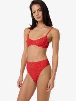 Outlet Thrills Zinnia 90S High Cut Bikini Bottom - Flame Red FlameRed